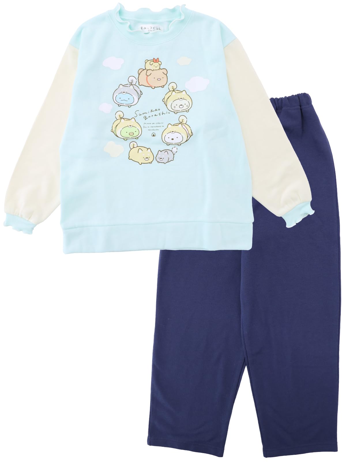 

Kaituck Family Sumikkogurashi Kids Pajamas, Long Sleeve, Fleece-Lined, Winter, Green and Purple, 130cm, 140cm, 150cm (130cm, Green)