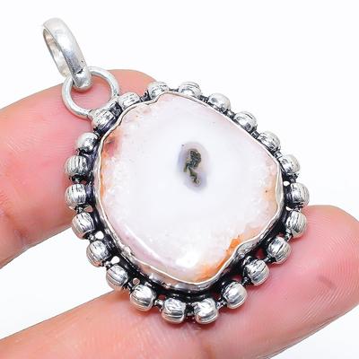 Natural Solar Quartz Gemstone Handmade 925 Sterling Silver Pendant 1.62" P4s20