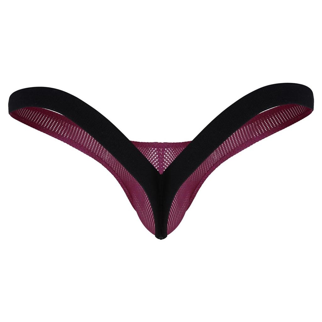 Mens Hollow Out Breathable Stretchy Open Back Jockstrap Bikini G-string Thong Underwear