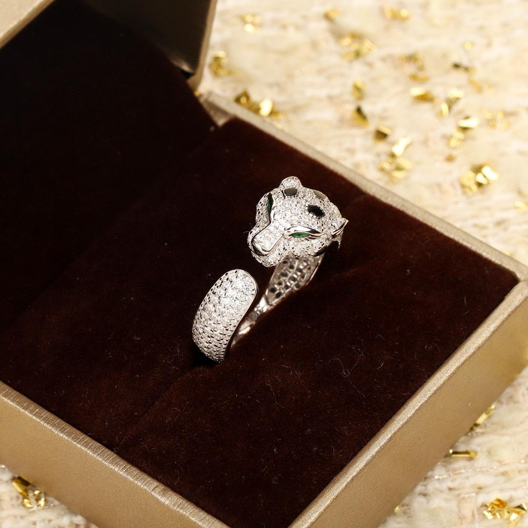 

Горячий Бренд Винтажные Женские Кольца Роскошные Ювелирные Изделия Для Женщин Полностью Бриллиантовое Леопардовое Леопардовая Форма Чистое Серебро 925 Пробы Женские Кольца для Вечеринки 8