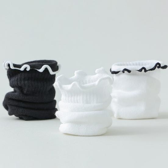 1 Pair Baby Girls Scallop Top Socks Spring Autumn Mid-Calf Princess Socks Sweat-absorbent Cute Cotton Socks for Toddlers