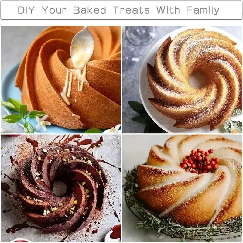 1pc Multi-Use Silicone Pastry Mold, Spiral Flower Design, Easy Release & Food Safe for Baking Cakes, Jelly, Ice Cubes, Desserts