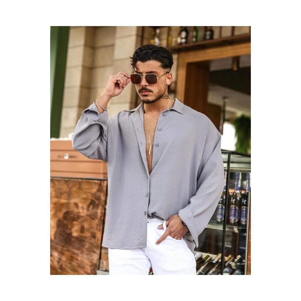 Cămașă supradimensionată Aerobin cu textura de vară pentru bărbați