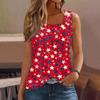 Square Collar Tank Top Women Print Tank Tee Casual Loose Fit Sleeveless Shirt