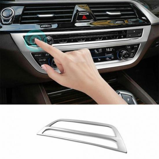 Silver Steel Console CD Button Control Frame Trim For BMW 5 Series G30 2018-