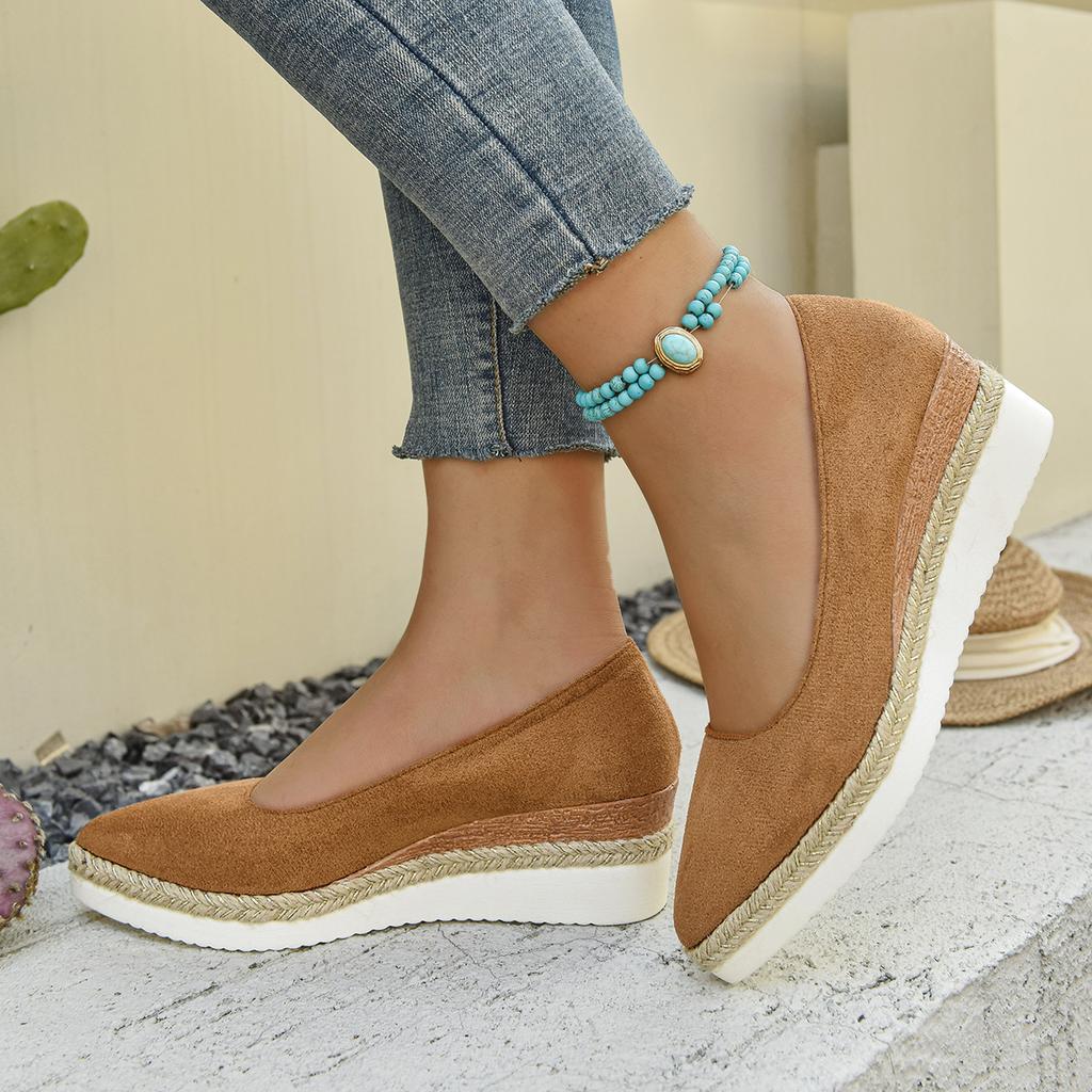 Fashion Casual Shoes for Women Heeled Shoes Ladies Wedge Heels Retro Women Pumps Deep Mouth Platform Pumps Office Women Shoes2025