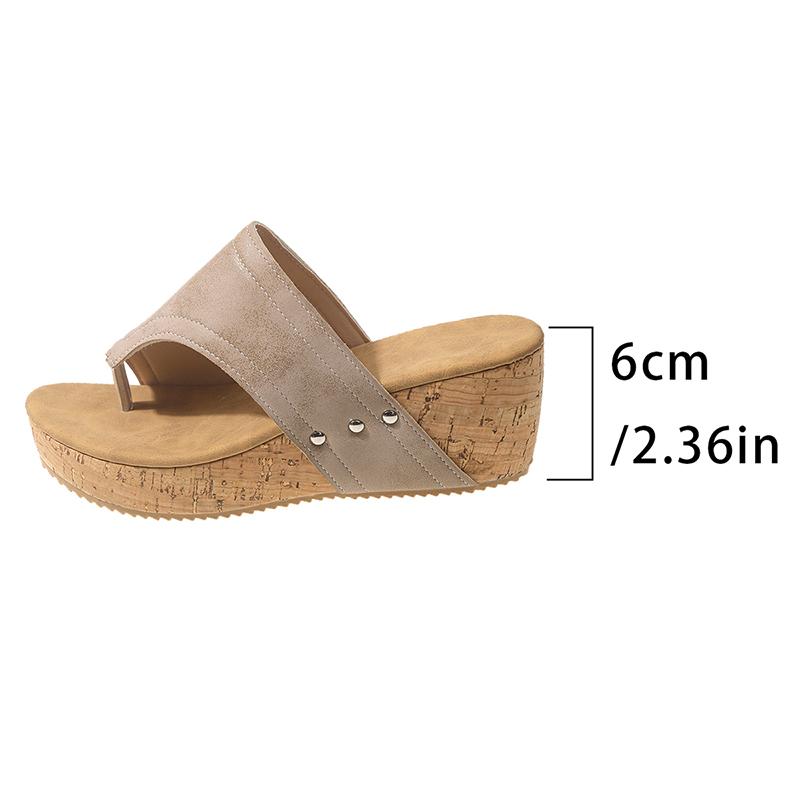 Sandale damă cu platformă groasă, cu vârful clipsat, la modă, cu nituri și toc plat, flip-flops de vară, talpă groasă multicoloră, mărimea mare 43 Zapatos