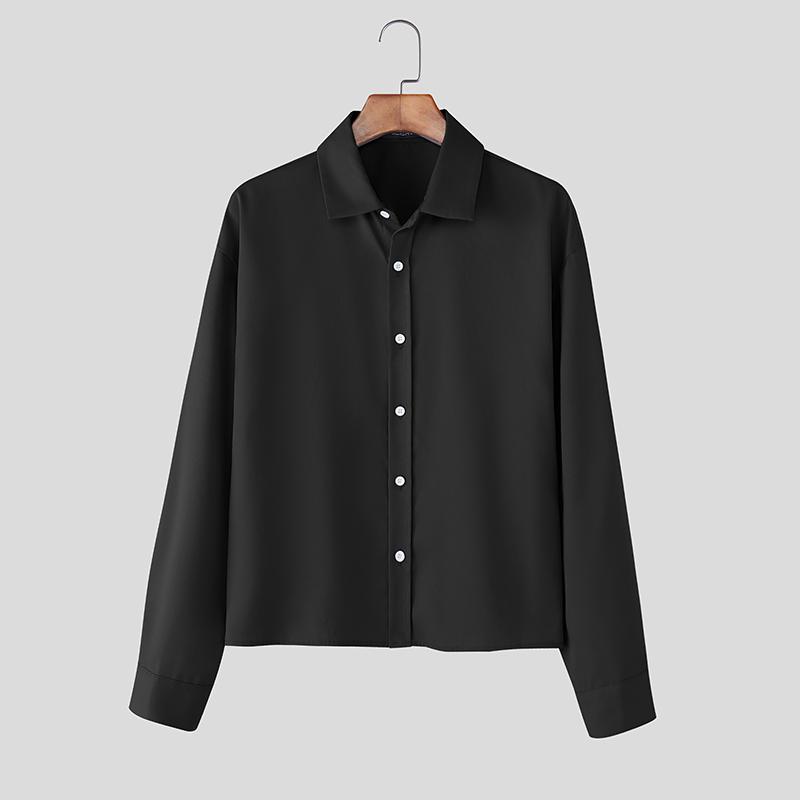 INCERUN Plus Size Men Lapel Long Sleeve Button Down Casual Loose Office Shirts