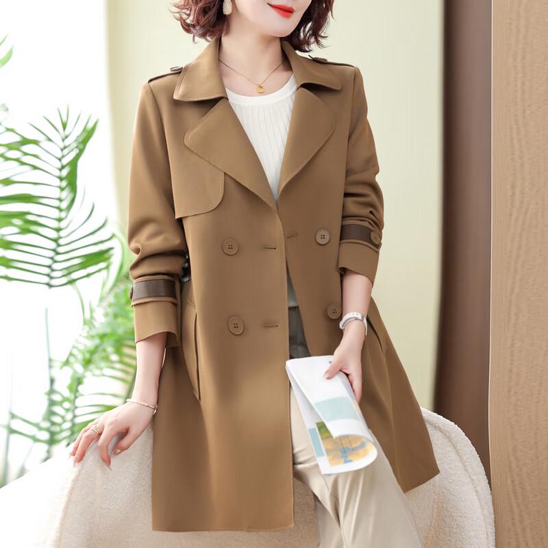 Yalu Women's Elegant Plus Size Mid-Length Spring/Autumn Trench Coat