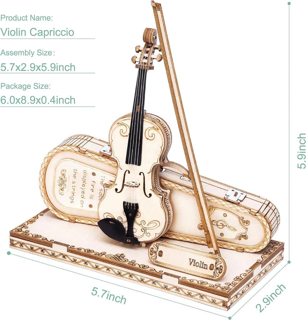 DIY 3D Wooden Puzzle Violin Capriccio Model DIY Gifts for BoysGirls Easy Assembly Kits MusicalBuilding Blocks G211
