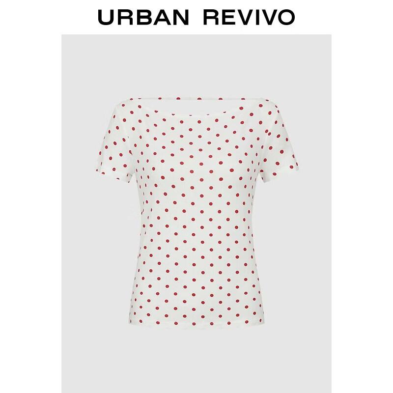 UR2026 Women s Polka Dot Cowl Neck Short Sleeve T-Shirt XL