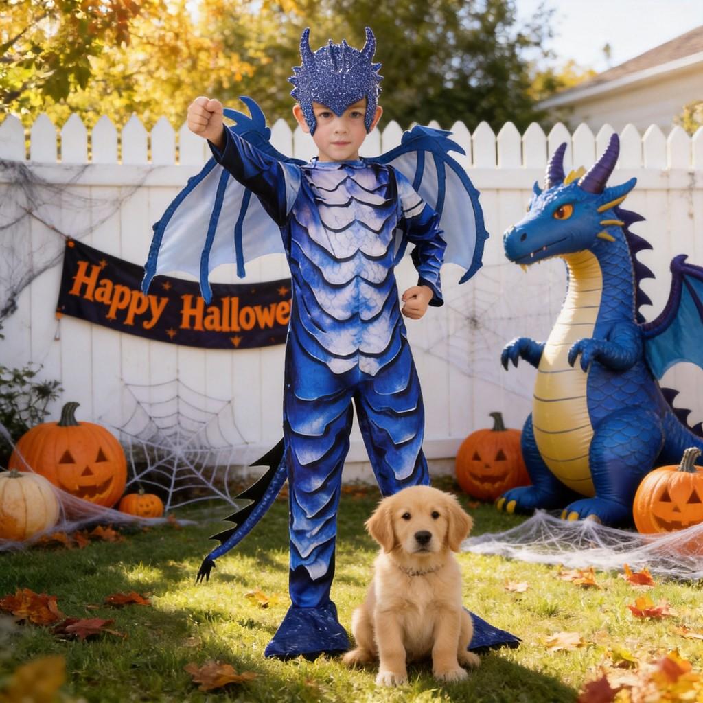 Ice Frost Dragon Cosplay Outfit For Children Made Of Polyester With Long Sleeves For Party Fun