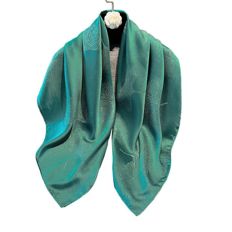 Summer Solid Color Tencel Cotton Ginkgo Biloba Scarf Women'S Beach Sunscreen Yarn Shawl Versatile Silk Scarf Women