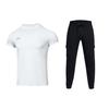 Solid Color Logo Crew Neck Short Sleeve T-Shirt And Mid Waist Long Pants Casual Sports Set Men Sets 23500506-100+1380376-001