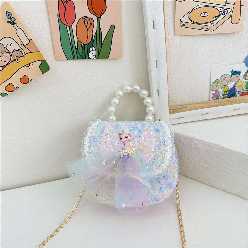 Cute Princess Cartoon Purse Lovely Girls Handbag With Sequins And Chain Strap