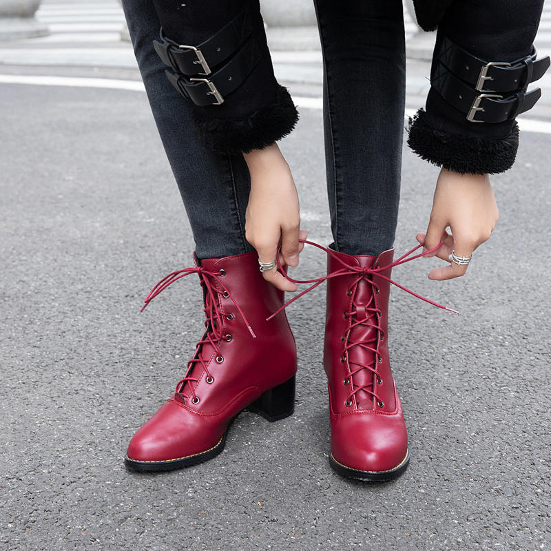 Women's High-heeled Short Boots Autumn and Winter Comfortable Versatile Thick-heeled Large-size Casual Short Boots