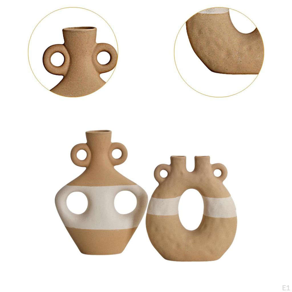 2Pcs Pottery Vase for Flowers Desktop Art Home Flower Arrangement Planter Living Room