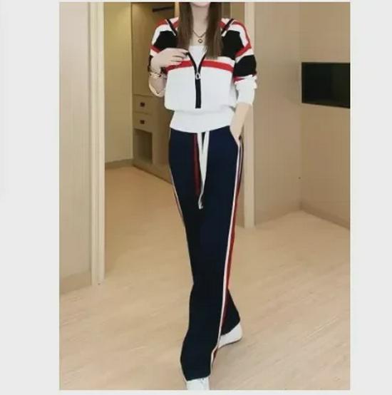 2024 Women's Korean Style Slim Fit Sports Sweatshirt Two-Piece Suit
