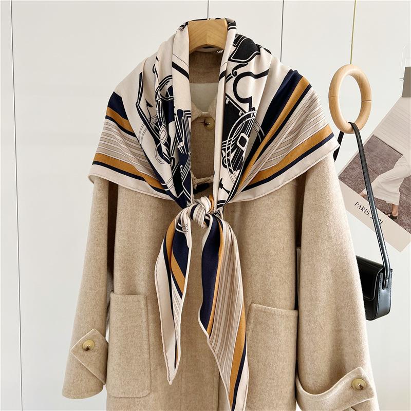 Luxury Mulberry Silk Wool Scarf Triangle Scarf Office Women's Hairband Folding Scarf Women's Shawl Scarf