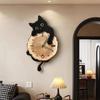 Schwanzschwingende Katzen-Wanduhr Stille Funktion Katzen-Hängeuhr Wandmontierte Uhr Schlafsaal