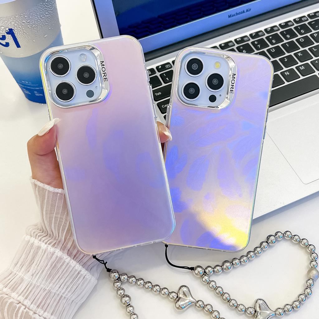 Summer Electroplating Laser for Apple 16E Phone Case for IPhone 15promax with Pearl Bracelet Colorful Case