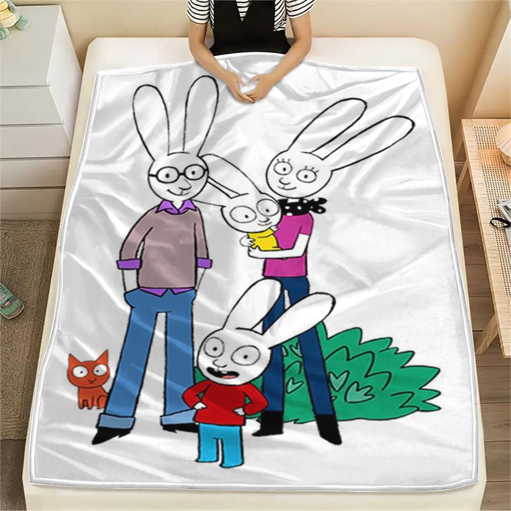 

1PC Simon the Rabbit Print Flannel Blanket, High quality Comfortable for All Seasons, Home Decor, Warmth and Comfort, Perfect for Christmas Gifts157 80cm x 120cm