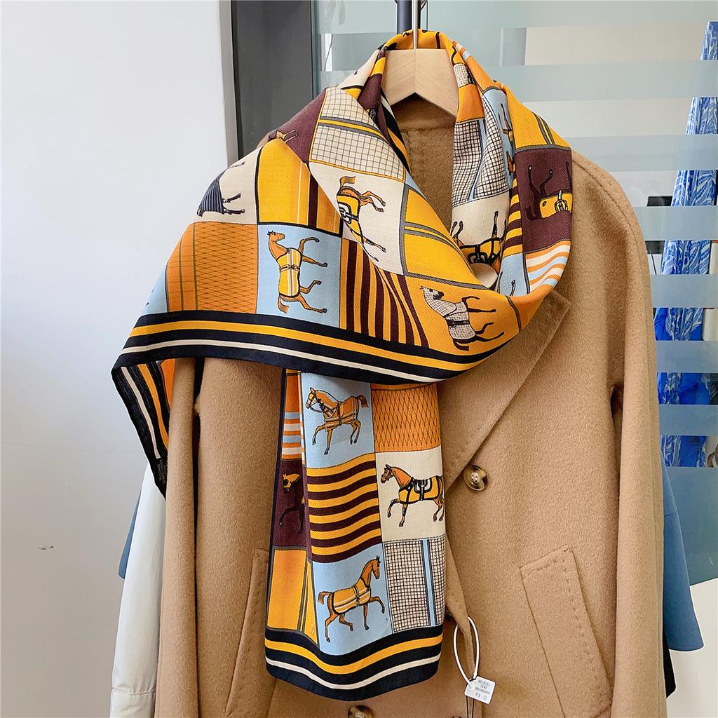 Gift for Mom Thin Silk Scarf Small Shawl for Women 2024 New Long Style Elegant Fashionable Large Ribbon Decoration