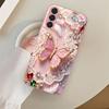Pink 2D Butterfly Metallic Glass Phone Case Suitable for Samsung GalaxyS26 S25 S24 S22 S21 S20FE/Ultra/Plus Anti Drop Rear Cover