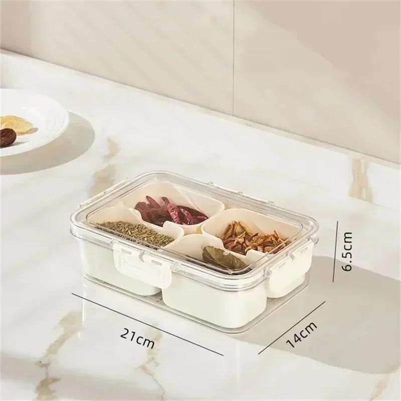4/8 Grid Household Convenient Portable Snack Platter Storage Device Split Tray Cover Handle Reusable Snack Box Accessories