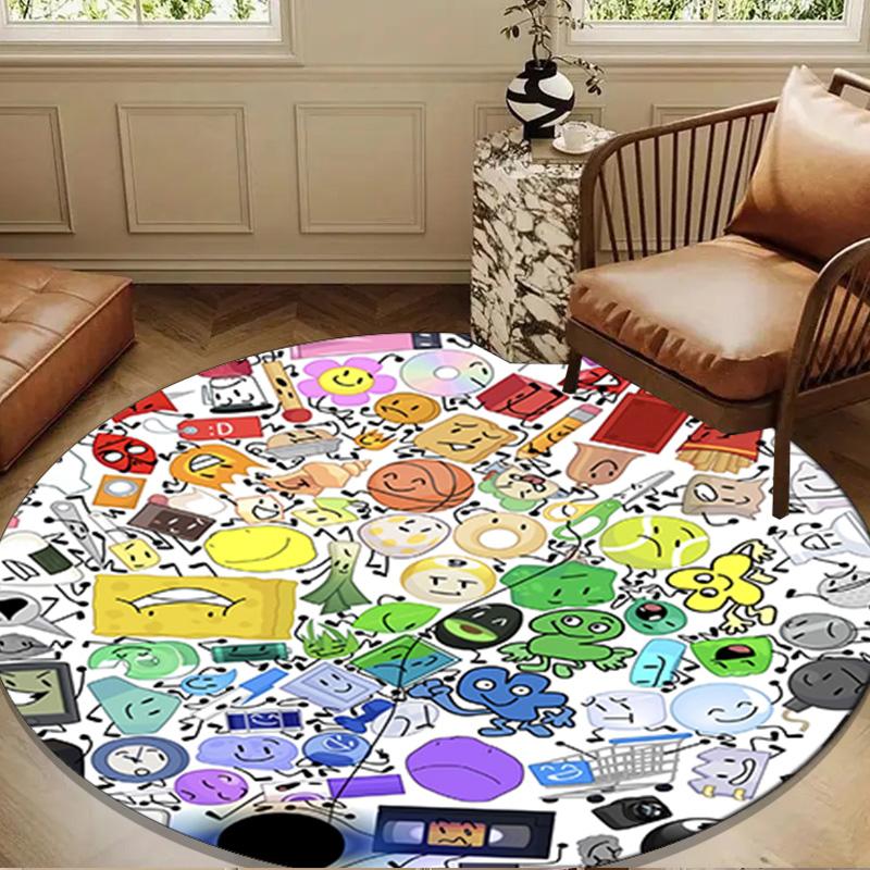 Colorful Dream Island Collage Round Rug for Livingroom,Bedroom, Palyroom, Chair Rug, Area rug, Circle Carpet, Large Size Fan Christmas gift