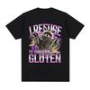 I Refuse To Tolerate Gluten T Shirts Funny Raccoon Meme Graphic Oversized T Shirt Men Women Cotton Casual Short Sleeve Tshirts