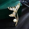 Opal Mermaid Tail Brooch Exquisite Niche Pin Creative Temperament Suit Accessories