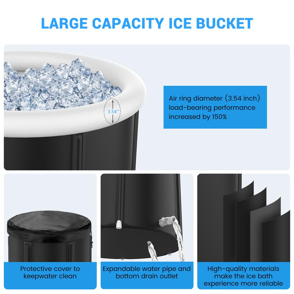 105 Gal Large Ice BathTub for Athletes, Ice Bathtub Portable Ice Plunge Tub, Multiple Layered Inflatable Cold Plunge Tub