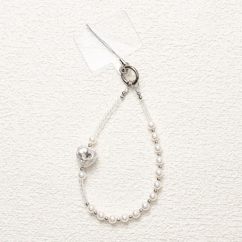 Hart Kristal Kralen Mobiele Telefoon Polsband met Metalen Gesp