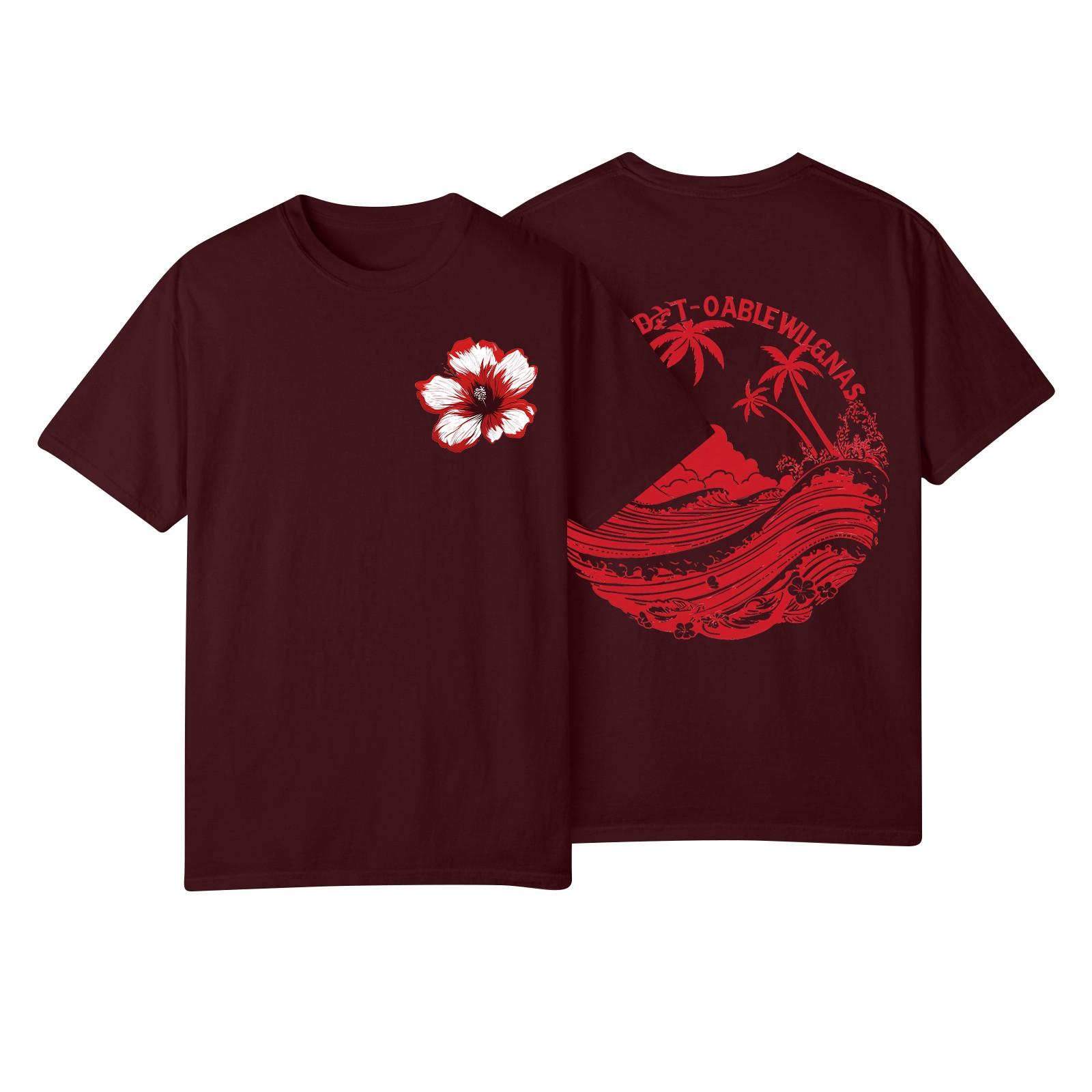 

Женская модная повседневная плиссированная футболка с коротким рукавом с принтом S винный