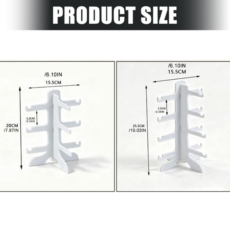 Plastic Glasses Rack, Independent Storage Stand with Vertical Double Rails and Split Base for Daily Desk Display