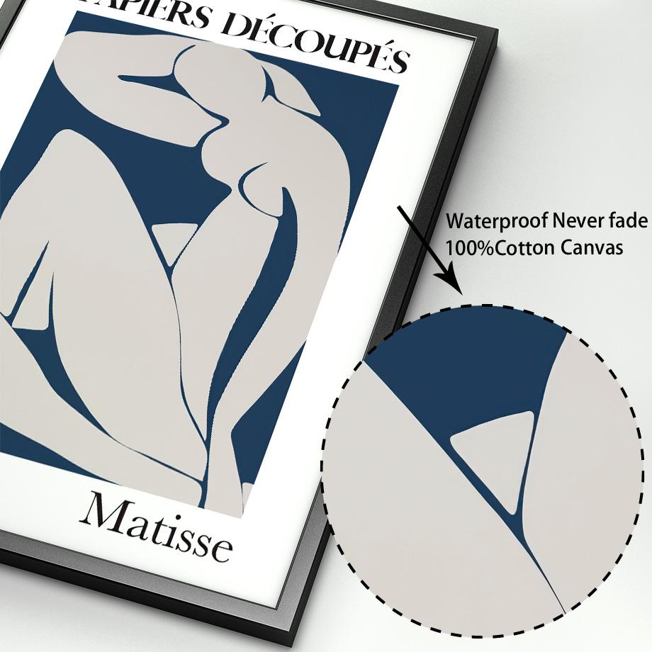 Navy Blue Abstract Matisse William Morris Wall Art Print Canvas Painting France Flower Nordic Posters Decor Pictures Living Room