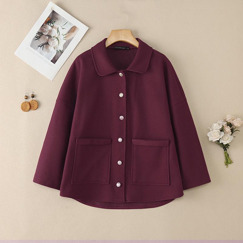 ZANZEA Women Casual Turn Down Collar Long Sleeve Spring Woolen Jackets