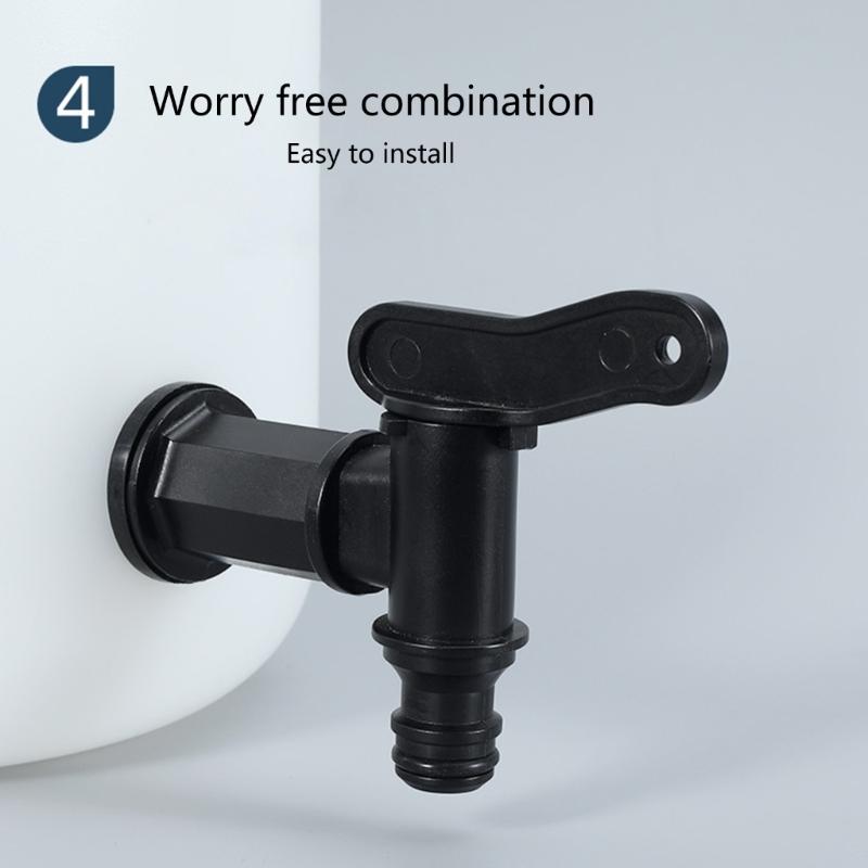 Plastic Water Butt Tap with Brass Nut 3/4" Thread Water Butt Tap for Storage Tanks Rain Water Collection Barrels Accessory