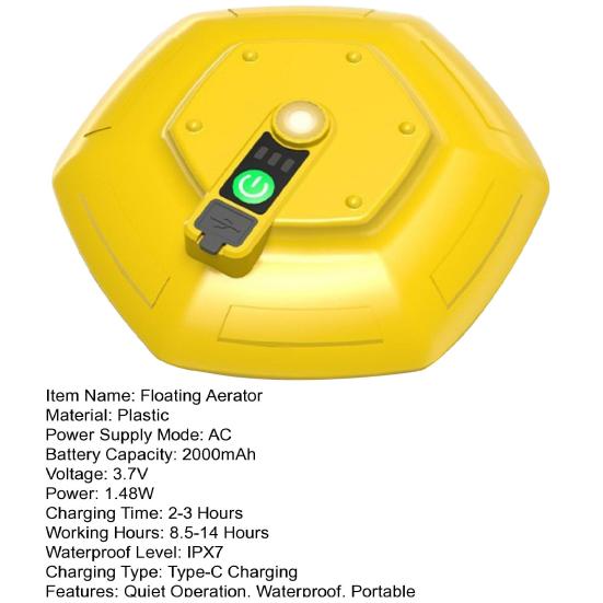 Floating Bait Bucket Aerator Rechargeable Portable Quiet Live Bait Bubbler IPX7 Waterproof Oxygen Pump for Fishing Minnow Buckets Fish Tank