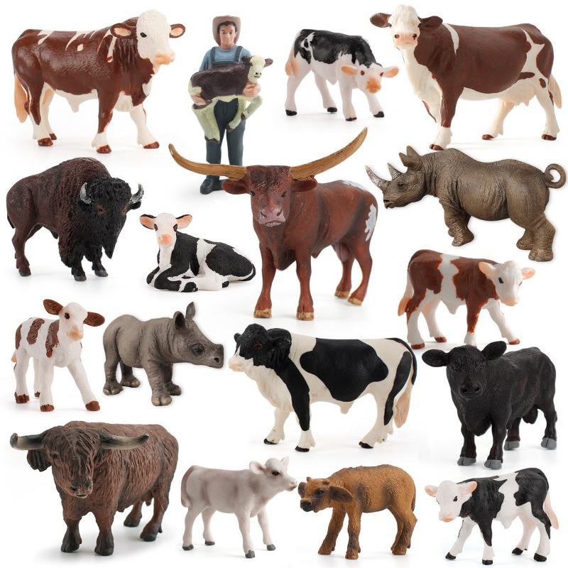 Simulated Cow Farm Pasture Poultry Animal Model Ornaments Buffalo Bull Children Early Education Model Toys