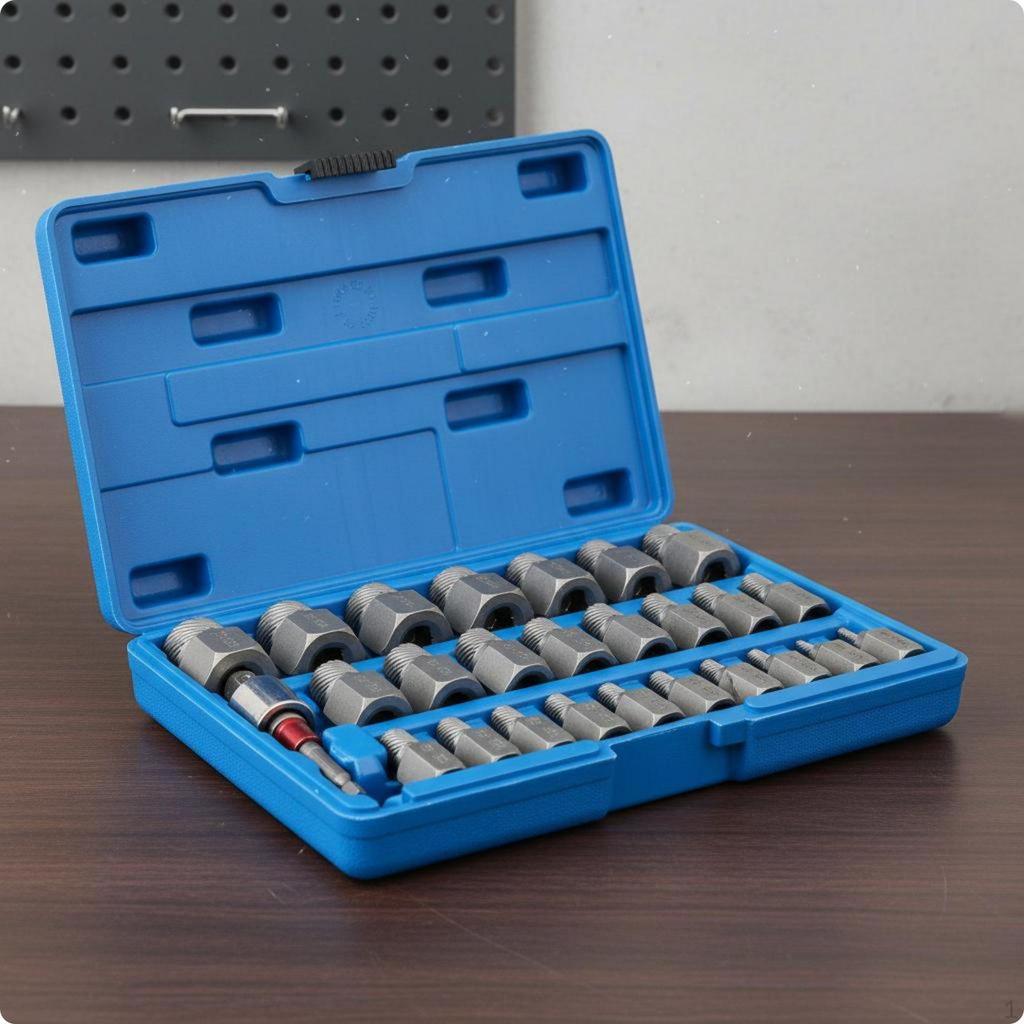 27 Pieces Stripped Screw Extractor Portable Case Hex Nut Remover Kit Fits 3.223 Mm Bolt