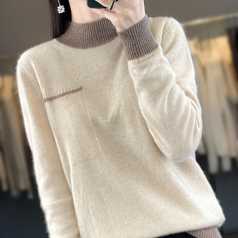 

Color-blocking Cardigan for Women In Autumn and Winter New Soft and Fluffy Cashmere Knitted Base Shirt Fashionable and Versatile Sweater XXL