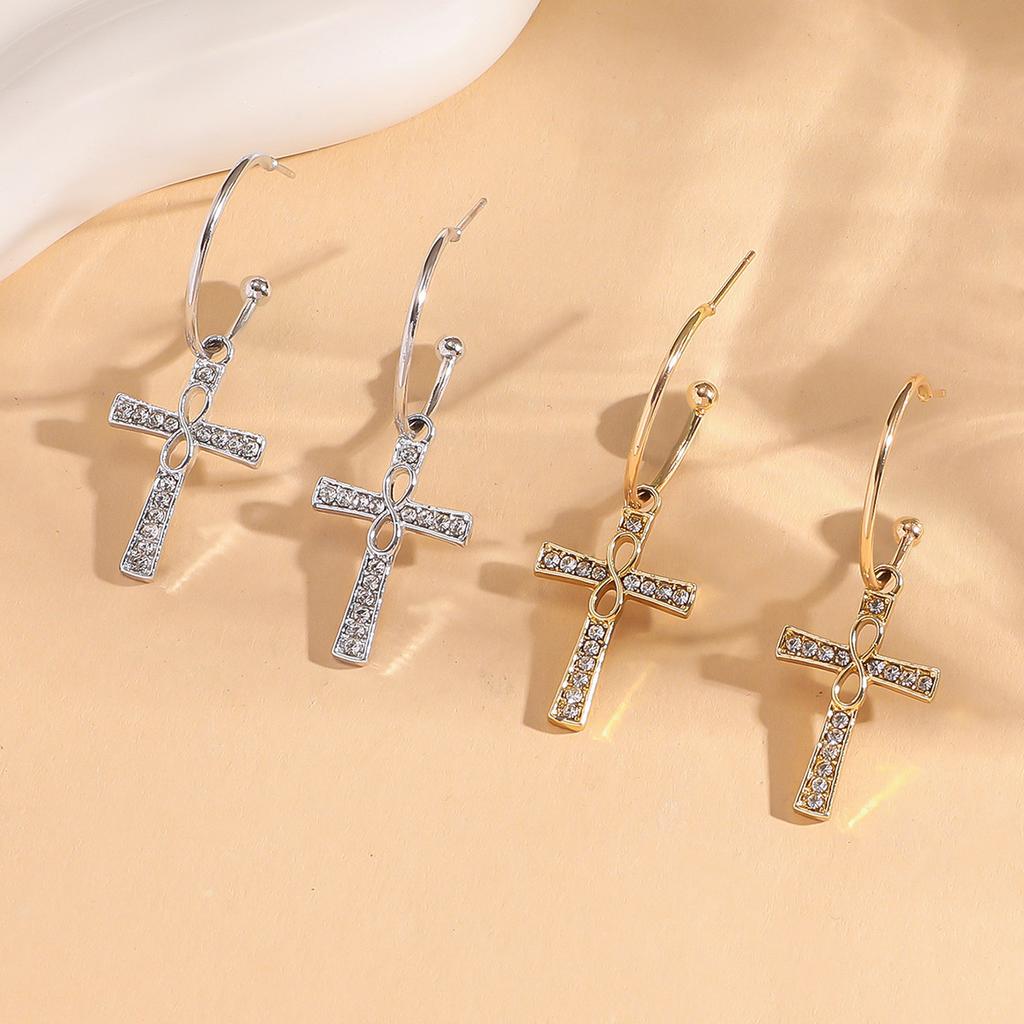 European Style Luxury Cross Earrings, Minimalist Instagram-Worthy Street Fashion Jewelry