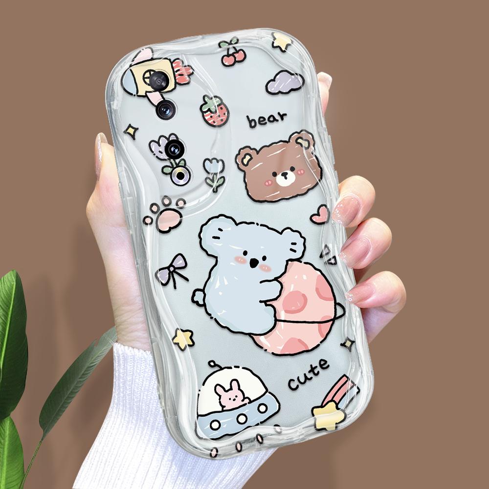 Cute Cartoon Pattern Cream Texture Casing Wavy Edge Soft Silicone Cover Phone Case for Huawei Honor Infinix Tecno iPhone