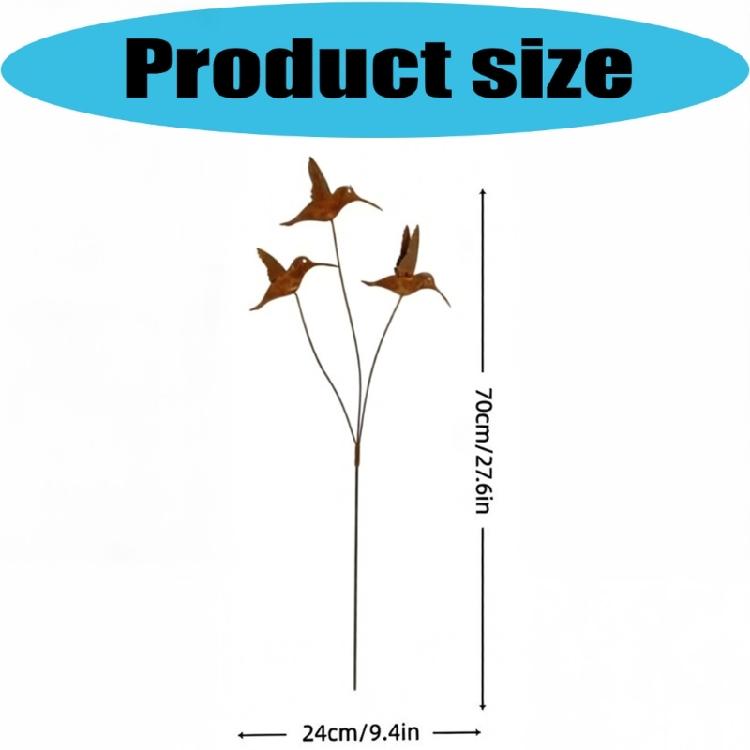 Decorative Wrought Iron Hummingbird Spikes Stake Handmade Bird Sculpture for Instants Garden Beautification