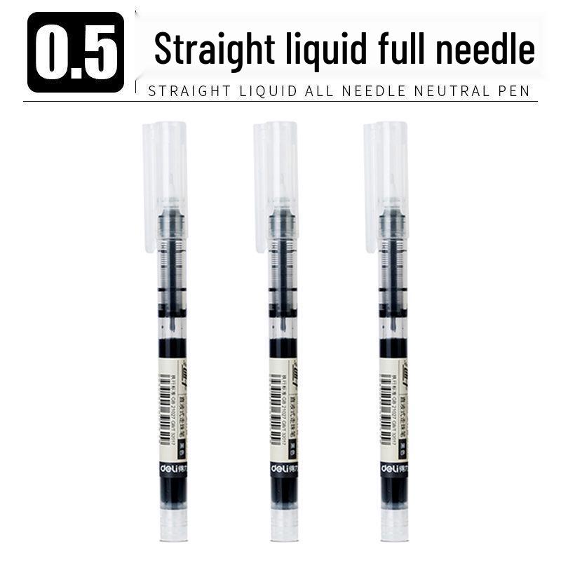 Deli S856 Quick-Dry 0.5 Black Rollerball Pen for Students - Full Needle Tube, Water-Based Ink 0.5mm
