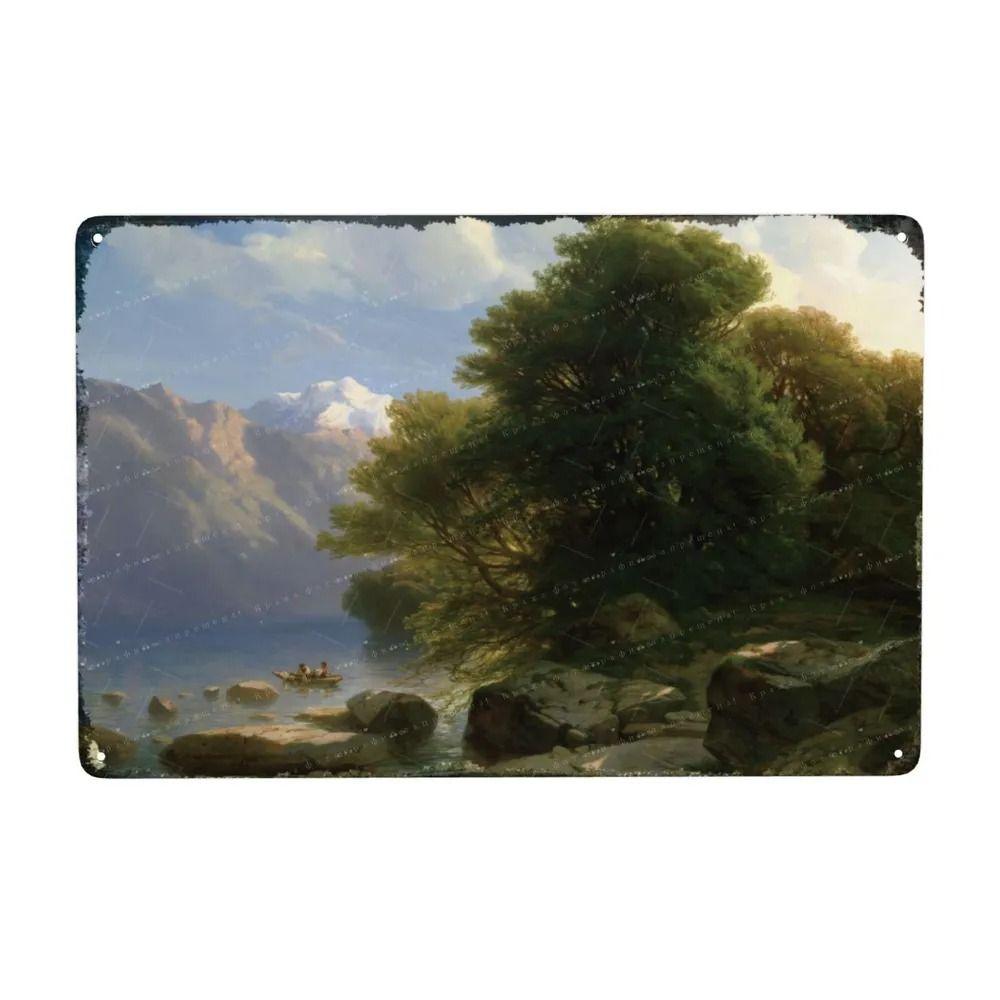 Oil Painting Style Retro Characters Landscapes Metal Tin Sign Wall Poster