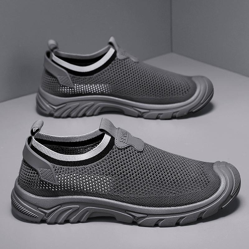 Men's Shoes Summer Breathable Thin Mesh Running Mesh Shoes Men's Casual One-pedal Driving Soft-soled Lightweight Sports Shoes