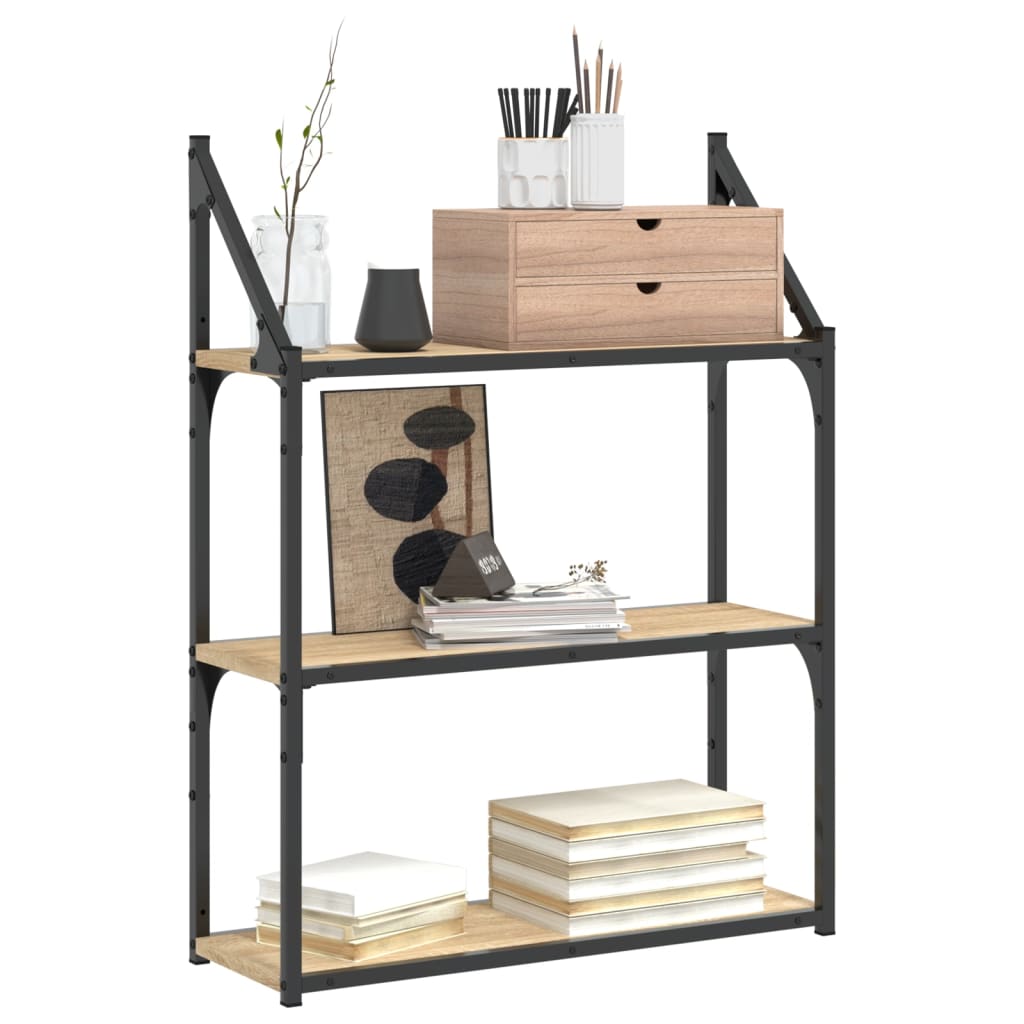 Wall Shelf with 3 Shelves Sonoma Oak Finish 60 x 21 x 78.5 cm Particleboard